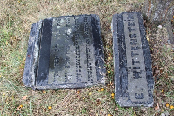 Fragments of matzevot at the Jewish cemetery in Pruzhany