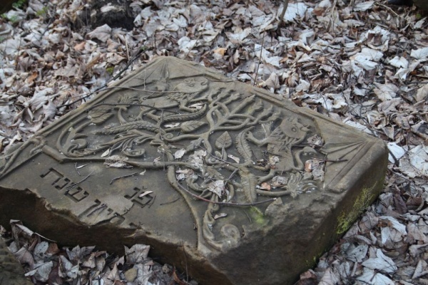 Fragment macewy na cmentarzu żydowskim w Ostrogu