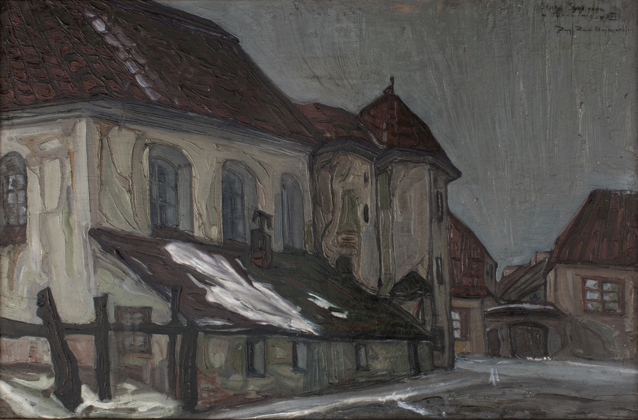 Zygmunt Zych Bujnowski, Stara synagoga w Tykocinie, 1926 (obraz ze zbiorów Muzeum w Tykocinie, Oddział Muzeum Podlaskiego w Białymstoku)